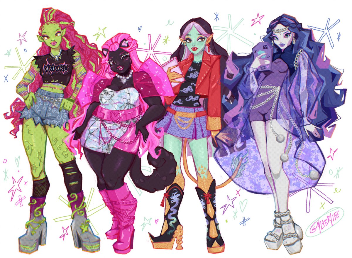4lterlife's tweet image. your favorite new ghouls 🖤 #monsterhigh