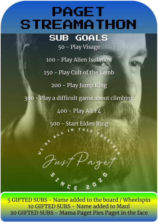 JustPaget00's tweet photo. Your friendly reminder that I’ll see you in 3 hours for the 1st EVER Gameathon! #gameathon #RESPAWNRecruits2025 https://t.co/ud93W6yMNT https://t.co/5qrs8WgiFq