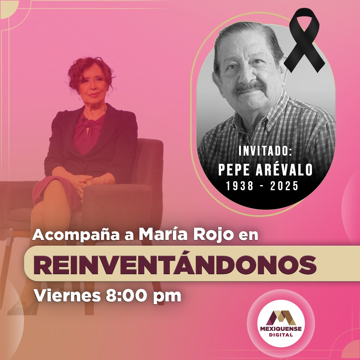 MexiquenseTV's tweet image. Despidamos juntos al gran maestro #PepeArévalo con un #programaespecial y una de sus ultimas participaciones en TV. 

#Reinventandonos con María Rojo
Hoy, ⏰ 20:00h por la señal de #MexiquenseTV y a través de &quot;X&quot;