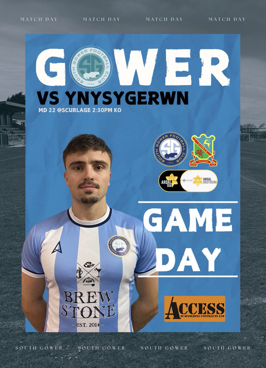 MATCH DAY!

🟡: <a href="/FcYnysygerwn/">Ynysygerwn FC</a> 
🏆: <a href="/ArdalSouthern/">Ardal Southern</a> MD22
🏟️: SCURLAGE!
⏰: 2:30 PM KO!

Match day sponsor: Access Scaffolding 

🔵⚪️

#UppaGower