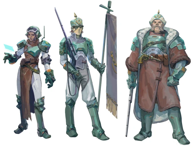 #characterdesign it's always hard for me to find the motivation to draw original characters. But I'm pretty happy on how these soldiers turns out 