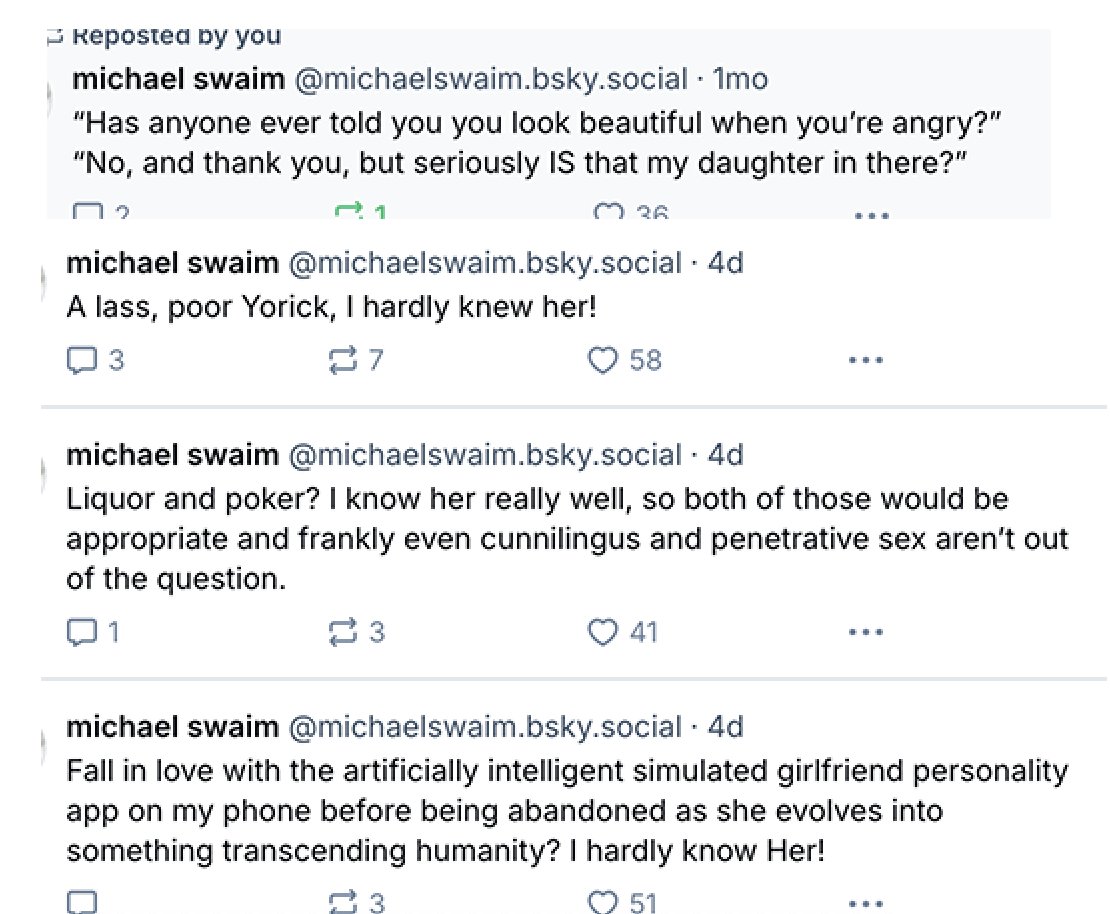 This is basically a zombie account at this point, but I'm posting jokes pretty compulsively elsewhere. New plan - from now on I'll just tweet this exact tweet sometimes. If you're a fan I'd appreciate an RT! Just once, don't spam people they hate that.    

iteration 3/100