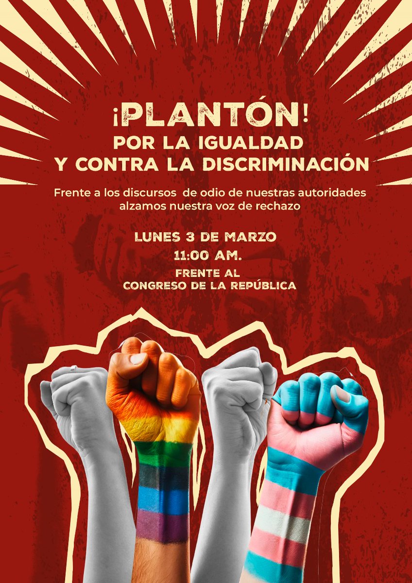 OutfestPeru's tweet photo. 🗣 PLANTÓN
Frente a las peligrosas e irresponsables declaraciones de la pastora evangélica y congresista, Milagros Jáuregui de Aguayo, las personas LGBTIQ+ nos autoconvocamos para expresar nuestro rechazo frente a la incitación al odio y la violencia LGBTIfobica. https://t.co/ybriOGnyib
