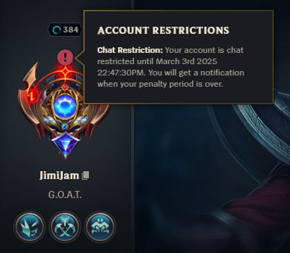 I might be the first player in history to have honor level 5 and be chat restricted at the same time