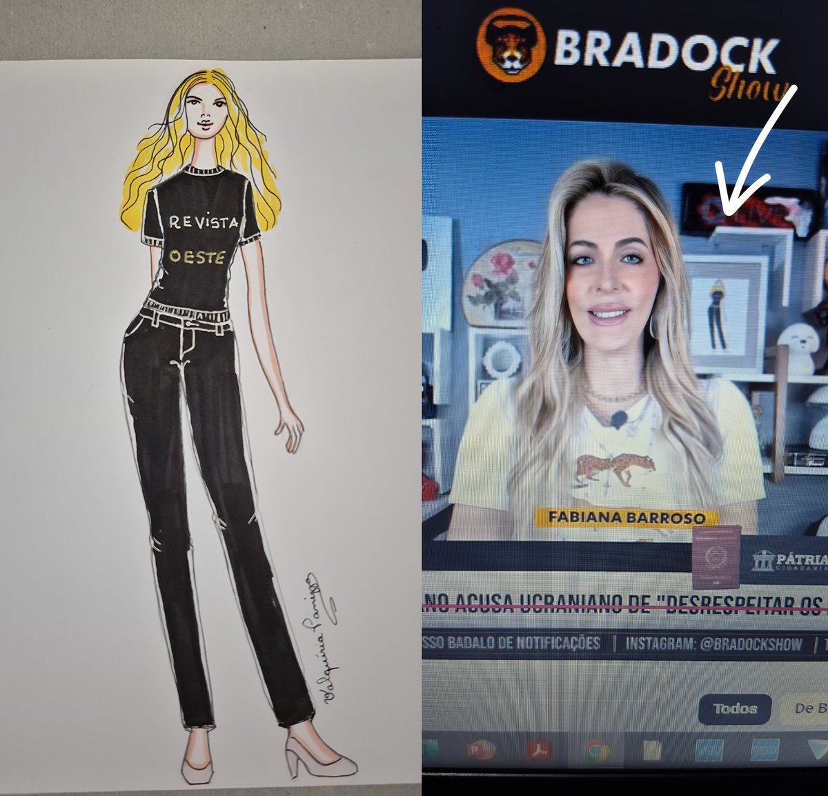 ValquriaPanizz1's tweet photo. Meu croqui de moda da @fabifbbr no estúdio dela. Que honra. E no @BradockShow .
#bradockshow https://t.co/2JcI0Vlm2X