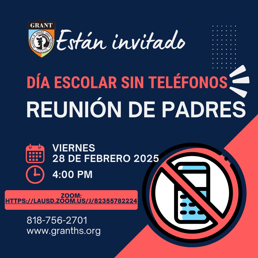 Please join us for a webinar where we will review the district's phone free school day and its implementation at Grant. edl.io/n2040236