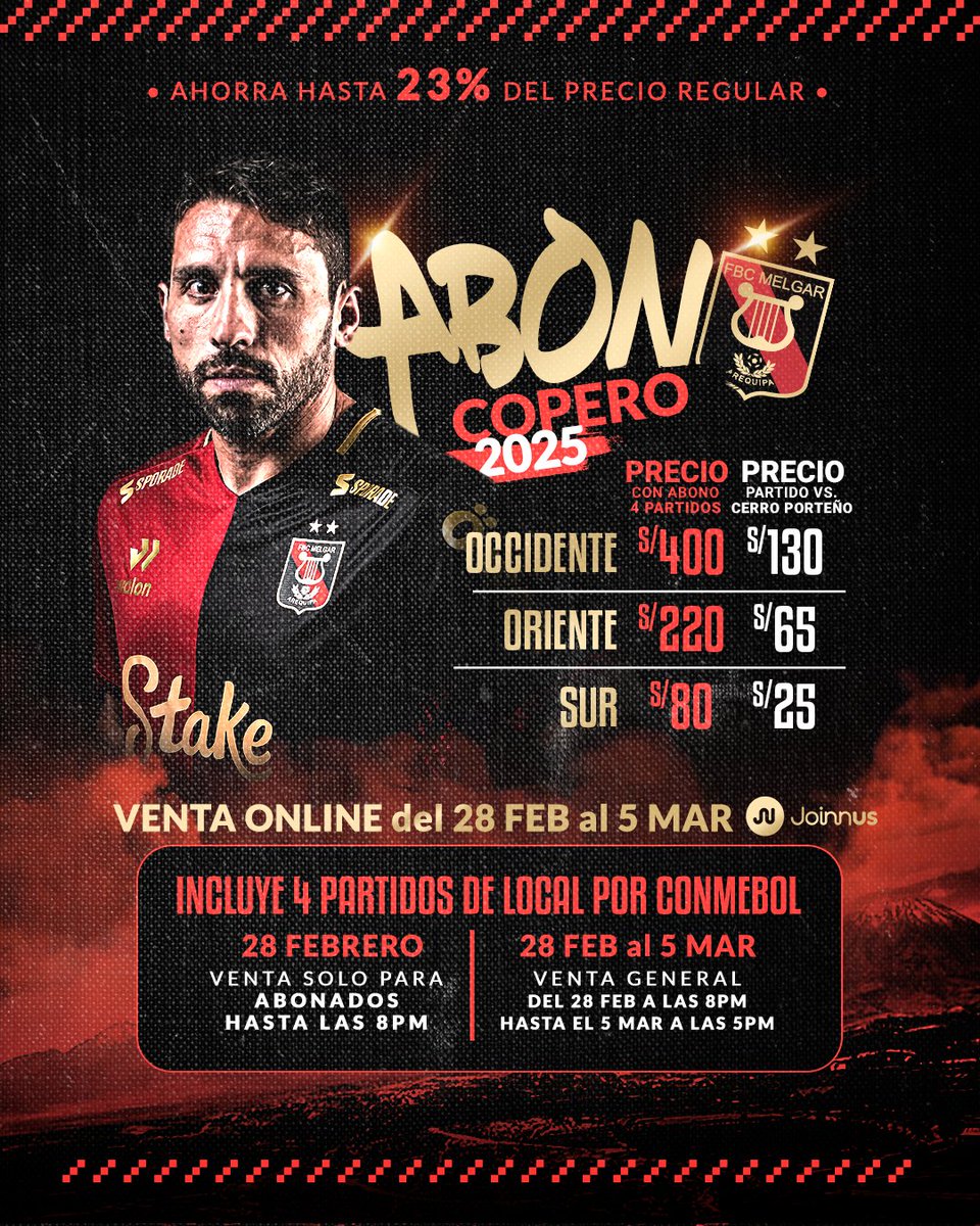 MelgarOficial's tweet photo. ¡LLEGÓ EL ABONO COPERO!❤️🖤 Sobrin@, con la clasificación de ayer, aseguramos 4 PARTIDOS INTERNACIONALES DE LOCAL POR CONMEBOL, así que aquí te traigo este abono solo hasta el 5 de marzo y con un descuentazo. ¡ASEGURA EL TUYO EN https://t.co/XcTmrEUjaf! 👉#MenosExcusasMásAliento https://t.co/gNy0qsHVlN