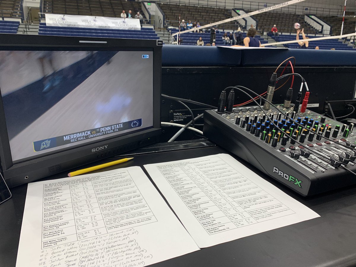 Jack Rachinsky (@jackrachinsky) on Twitter photo Missed this spot, we’re back in Rec Hall!
Join me, <a href="/OwenCameros/">Owen Cameros</a> and <a href="/BronwynLiber/">Bronwyn Liber</a> at 7 p.m. on <a href="/BigTenPlus/">B1G+</a> as Penn State men’s volleyball takes on Merrimack Missed this spot, we’re back in Rec Hall!
Join me, <a href="/OwenCameros/">Owen Cameros</a> and <a href="/BronwynLiber/">Bronwyn Liber</a> at 7 p.m. on <a href="/BigTenPlus/">B1G+</a> as Penn State men’s volleyball takes on Merrimack