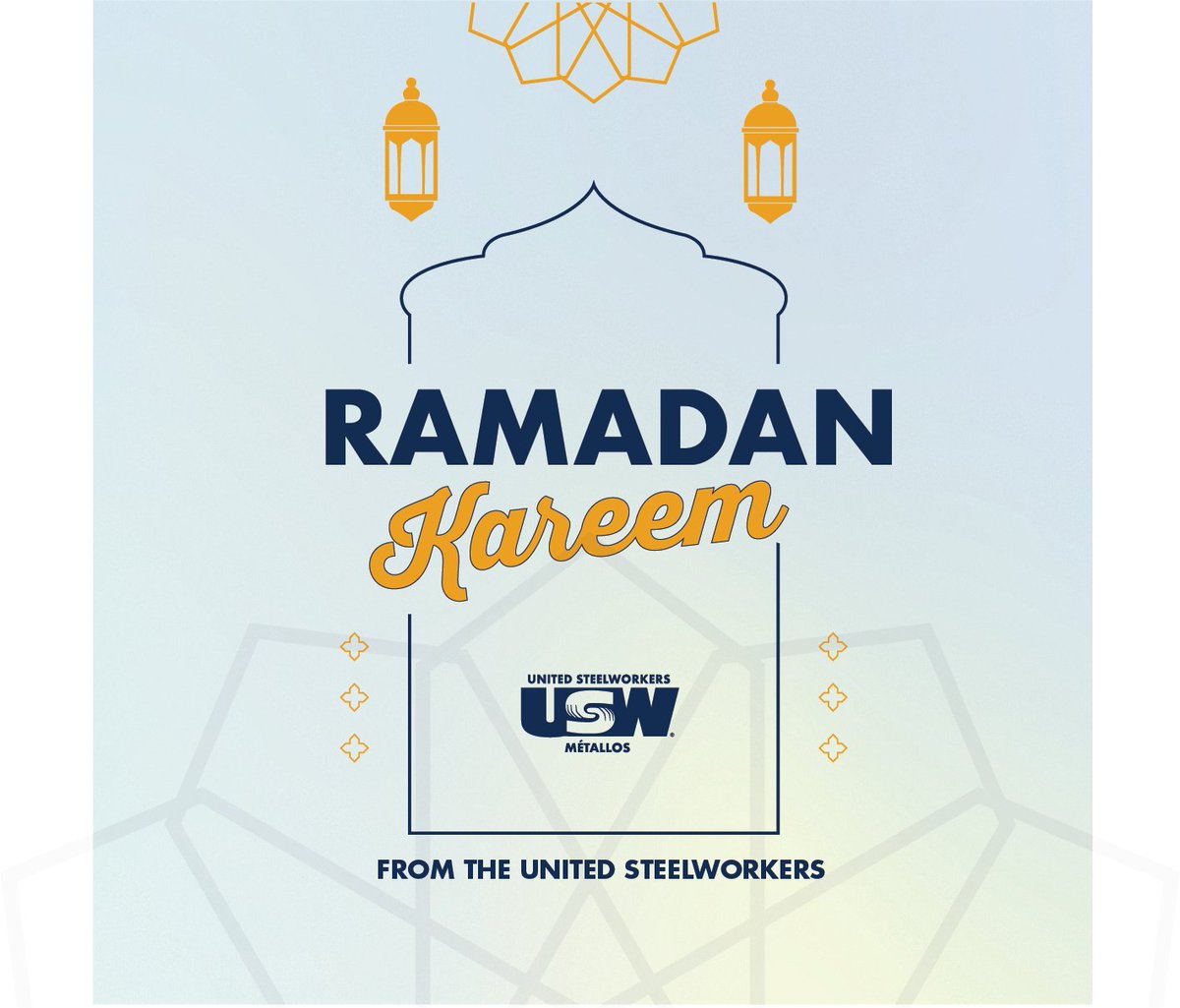 SteelworkersCA's tweet photo. Ramadan Kareem to all those who observe and celebrate! 

Wishing you a blessed month of peace, gratitude, and connection with community and family. 🌙⁣
⁣
#Ramadan2025 #USWUnity https://t.co/AlBcjPh0e9