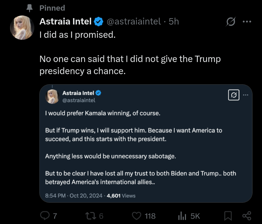 herefornow02's tweet photo. @astraiaintel don't worry, no one said you didn't give Trump a chance, you did much more than that.
Celebrating that Trump won, because he's so much better than Biden... Did you vote for him too?
You didn't know this would end up this way? How come? I did https://t.co/mdnAurMFV8