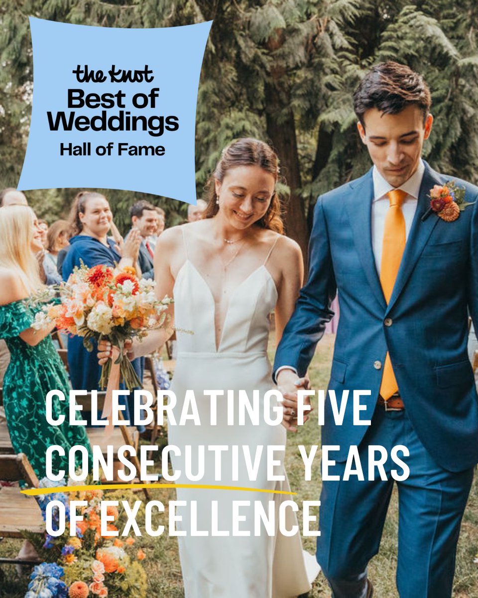 We’ve made it to the Hall of Fame! 🏆
We’re beyond thrilled to announce that IslandWood has been inducted into The Knot’s Best of Weddings Hall of Fame, having earned our 5th consecutive Best of Weddings award! 
Plan your wedding at IslandWood >> bit.ly/3QFXDCj