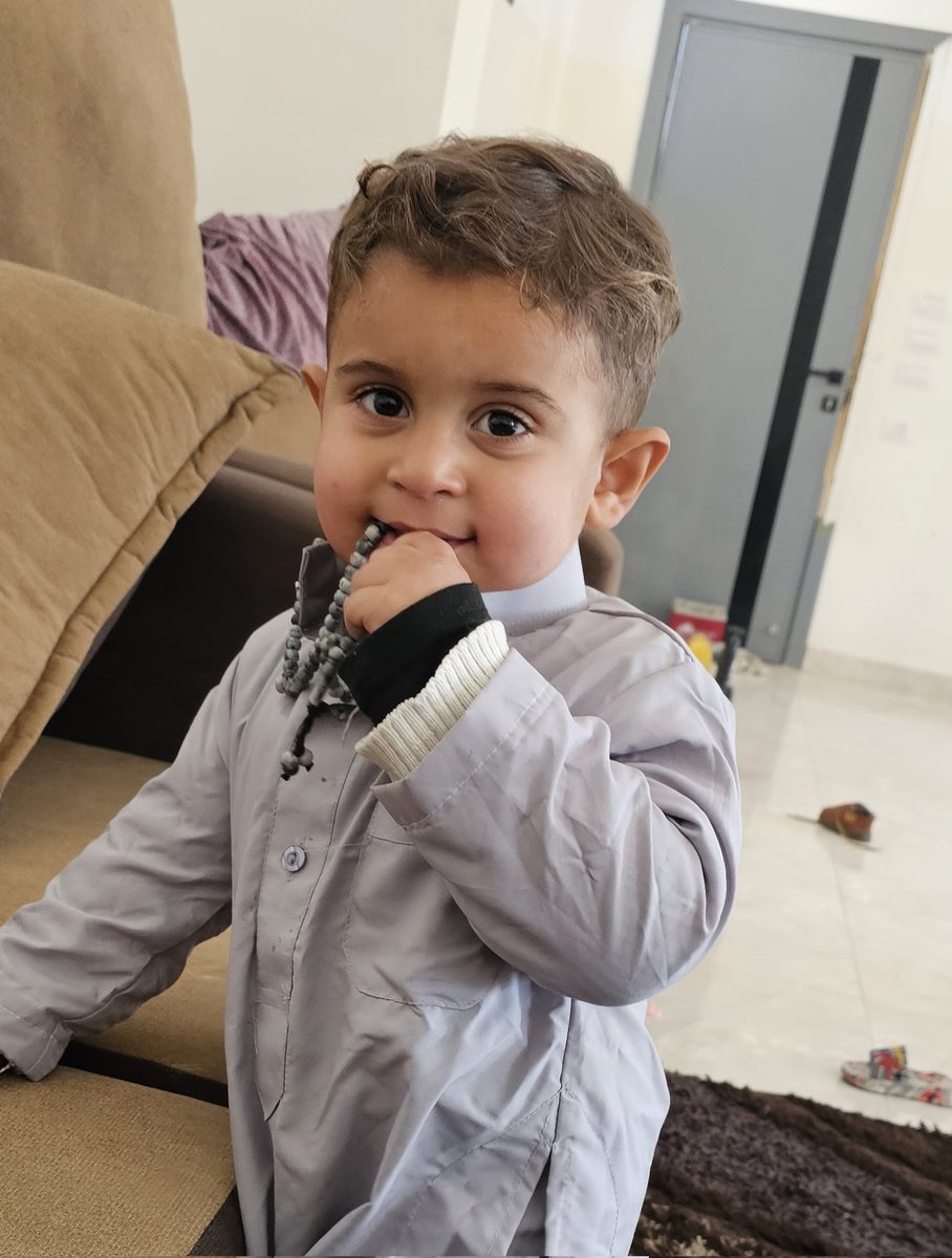 ibrahimfzaq97's tweet photo. Ramadan Kareem! 🌙✨

As this blessed month arrives, we find strength in patience and hope despite the hardships. Little Ahmed welcomes Ramadan with joy, wearing his jalabiya happily, excited for the spirit of the holy month. 💙 https://t.co/q6pvXJsbQ7