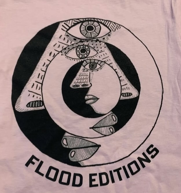 Flood Editions t-shirt, a collaboration with the artist Brian Calvin, using an image from his book DAYS. Beautifully silkscreened by Love Shack Press. Available domestically, while supplies last, for $27 with free shipping:
paypal.com/ncp/payment/WC…