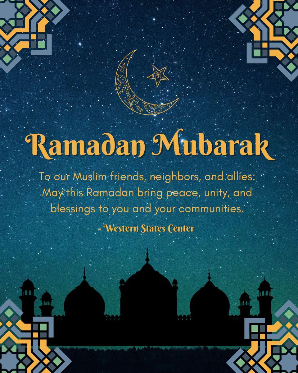 🌙 Ramadan Mubarak!
As Ramadan begins, we honor the strength, reflection, and community it represents. Western States Center is  committed to an inclusive democracy where all traditions are celebrated.
Wishing peace, unity, and blessings to our Muslim friends and allies! 💛