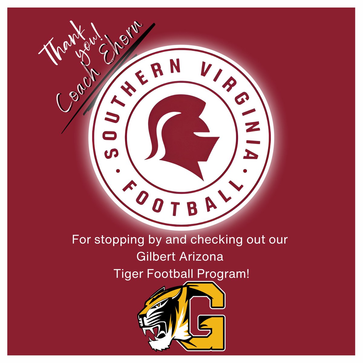 GHSTIGERSAZ's tweet photo. Thank you, Coach Ehorn @knight_ftbl , for visiting @GHSTIGERSAZ We appreciate your time and support! #GilbertTigers #SVUFootball #CollegeRecruiting #highschoolfootball https://t.co/v1PD6cHZkk