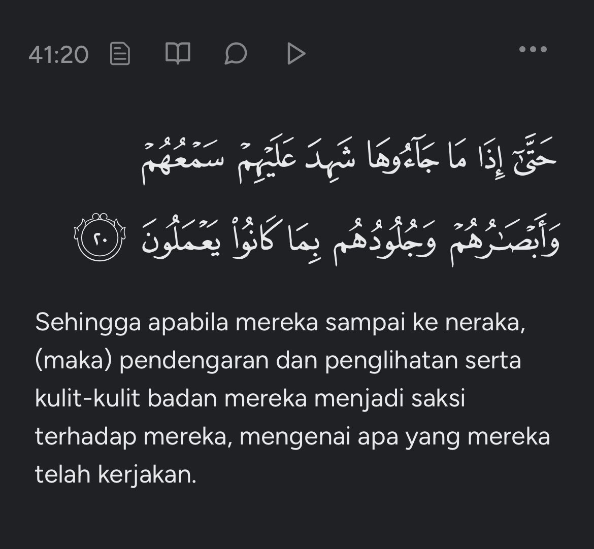 fakhrifadzli's tweet photo. Pada hari itu juga orang-orang yang zalim akan terkejut kenapakah pendengaran, penglihatan dan kulit-kulit mereka menjadi saksi ke atas diri mereka. 

Ke mana lagi mereka akan dapat larikan diri apabila anggota badan sendiri menjadi saksi? https://t.co/x5u8suiuty