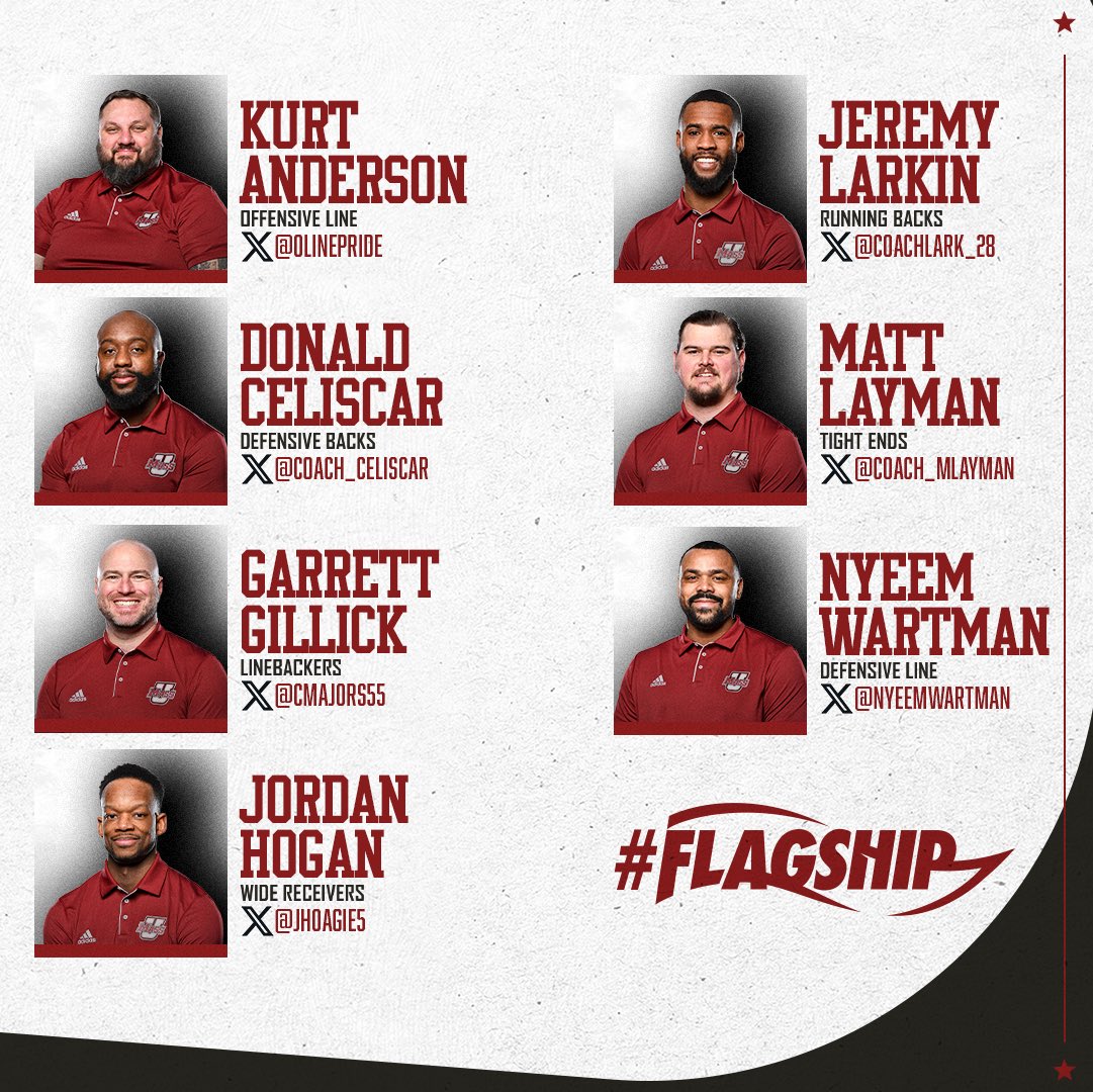 UMass Football (@umassfootball) on Twitter photo 📱 Connect with our coaches on X
<a href="/coachharasymiak/">Joe Harasymiak</a>
<a href="/UMassCoachJake/">Mike Bajakian</a>
<a href="/CoachKeyte/">Jared Keyte</a>
<a href="/CoachJoeCas/">Joe Castellitto</a>
<a href="/OLINEPRIDE/">Kurt Anderson</a>
<a href="/coach_celiscar/">Donald Celiscar</a>
<a href="/cmajors55/">Garrett K. Gillick</a>
<a href="/JHoagie5/">Jordan Hogan</a>
<a href="/CoachLark_28/">JEREMY LARKIN</a>
<a href="/Coach_MLayman/">Matt Layman</a>
<a href="/NyeemWartman/">Coach Wart</a>
#Flagship 🚩 📱 Connect with our coaches on X
<a href="/coachharasymiak/">Joe Harasymiak</a>
<a href="/UMassCoachJake/">Mike Bajakian</a>
<a href="/CoachKeyte/">Jared Keyte</a>
<a href="/CoachJoeCas/">Joe Castellitto</a>
<a href="/OLINEPRIDE/">Kurt Anderson</a>
<a href="/coach_celiscar/">Donald Celiscar</a>
<a href="/cmajors55/">Garrett K. Gillick</a>
<a href="/JHoagie5/">Jordan Hogan</a>
<a href="/CoachLark_28/">JEREMY LARKIN</a>
<a href="/Coach_MLayman/">Matt Layman</a>
<a href="/NyeemWartman/">Coach Wart</a>
#Flagship 🚩