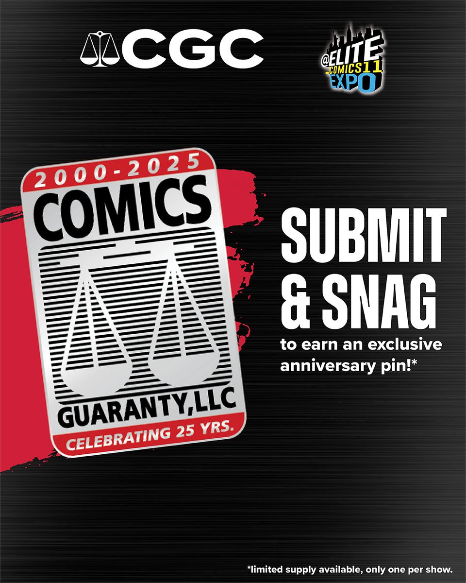 CGC Comics (@cgccomics) on Twitter photo #CGC will be accepting submissions at <a href="/elite_comics11/">Elite_Comics11 ⭕️</a>'s #EliteComics11Expo this weekend! 💥 Swing by #StJohnsUniversity in #Queens, #NewYork, March 8-9 to submit your comics, cards, video games & VHS tapes. Submit & snag our 25th anniversary pin! Visit elitecomics11expo.com 🗽 #CGC will be accepting submissions at <a href="/elite_comics11/">Elite_Comics11 ⭕️</a>'s #EliteComics11Expo this weekend! 💥 Swing by #StJohnsUniversity in #Queens, #NewYork, March 8-9 to submit your comics, cards, video games & VHS tapes. Submit & snag our 25th anniversary pin! Visit elitecomics11expo.com 🗽