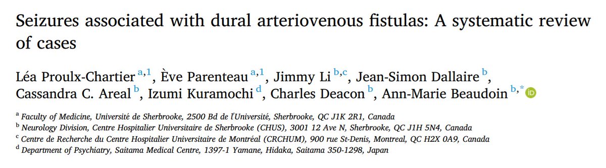 Jimmy Li (@neurolojimmy) on Twitter photo Intracranial dural arteriovenous fistulas (DAVFs) are a rare but treatable cause of seizures. Our systematic review highlights key clinical features, diagnosis, and management of DAVF-related seizures. Read more: tinyurl.com/26bkfek7. 📖 Intracranial dural arteriovenous fistulas (DAVFs) are a rare but treatable cause of seizures. Our systematic review highlights key clinical features, diagnosis, and management of DAVF-related seizures. Read more: tinyurl.com/26bkfek7. 📖