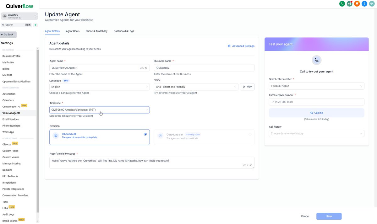 quiverflow's tweet image. Turn missed calls into opportunities with AI agents! 🤖📞 They’ll collect caller info, handle inquiries, and answer FAQs—all trained on your business data. Use Advanced mode to update contact fields &amp;amp; trigger workflows based on responses. Never miss a lead again! 🚀 #AI #CRM