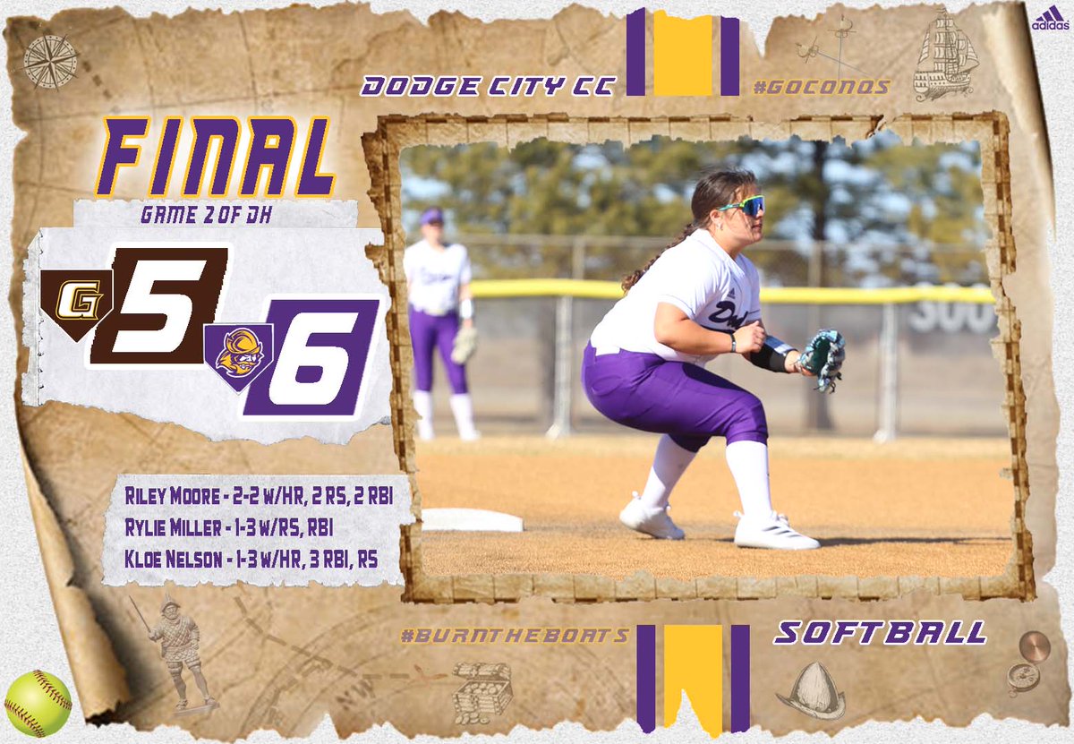 Dodge City CC Conquistadors (@goconqs) on Twitter photo 🥎Softball | #GoConqs
FINAL | 6-5 Dodge City (Game 2)
<a href="/GoConqsSB/">Dodge City CC Softball</a> with flare for the dramatics as Kloe Nelson belts a 3-run HR to send the Conqs to a walkoff win over Garden City to split DH....Conqs now 5-10 & 3-1 KJCCC #BurnTheBoats 🥎Softball | #GoConqs
FINAL | 6-5 Dodge City (Game 2)
<a href="/GoConqsSB/">Dodge City CC Softball</a> with flare for the dramatics as Kloe Nelson belts a 3-run HR to send the Conqs to a walkoff win over Garden City to split DH....Conqs now 5-10 & 3-1 KJCCC #BurnTheBoats