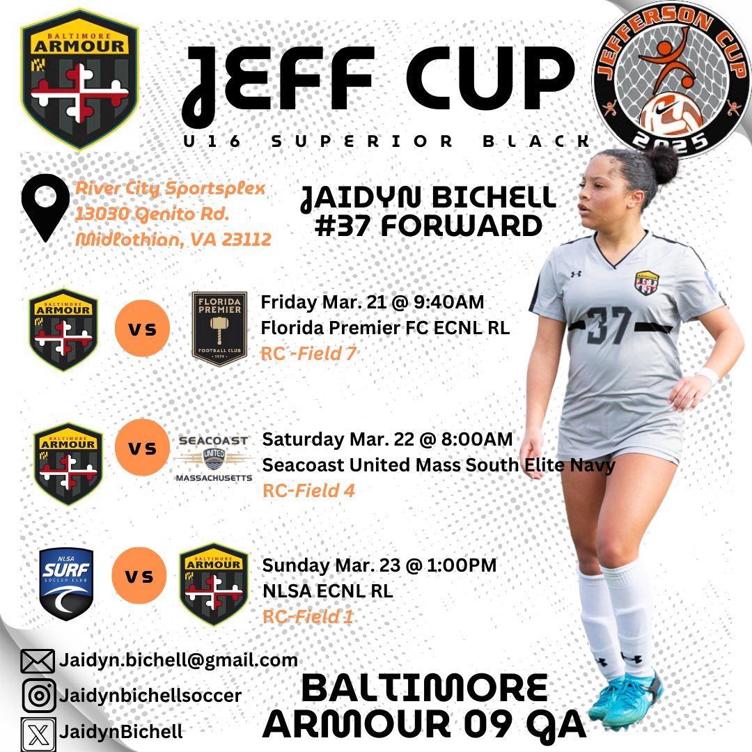 Jeff Cup Showcase schedule is now posted <a href="/PrepSoccer/">Prep Soccer ⚽️</a> <a href="/TheSoccerWire/">SoccerWire</a> <a href="/ImYouthSoccer/">ECNL/GA/Recruiting/College Soccer</a> <a href="/bagirlsacademy/">baltimorearmourgirlsacademy</a> <a href="/TopDrawerSoccer/">TopDrawerSoccer</a> <a href="/TopPreps/">SPORTS NEWS, VIDEOS, GRAPHICS, EXPOSURE & MORE</a>
