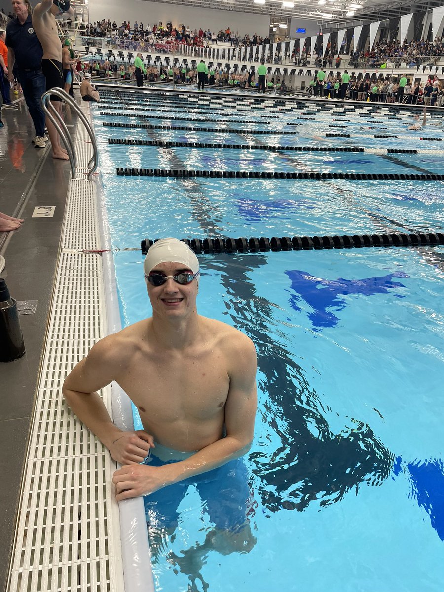 Congratulations to Matthew for placing 11th in the 100 free and 10th in the 100 backstroke. Matthew will be back tomorrow swimming at finals!