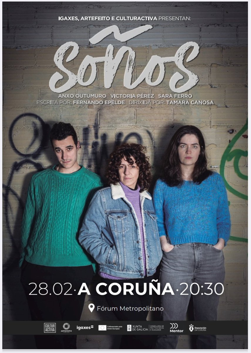 Un placer asistir a esta conmovedora obra de teatro "Soños" (texto de Fernando Epelde, dirección de Tamara Canosa), que retrata magníficamente las especiales dificultades que sufren los/las menores que salen del sistema de protección en su transición a la vida adulta.