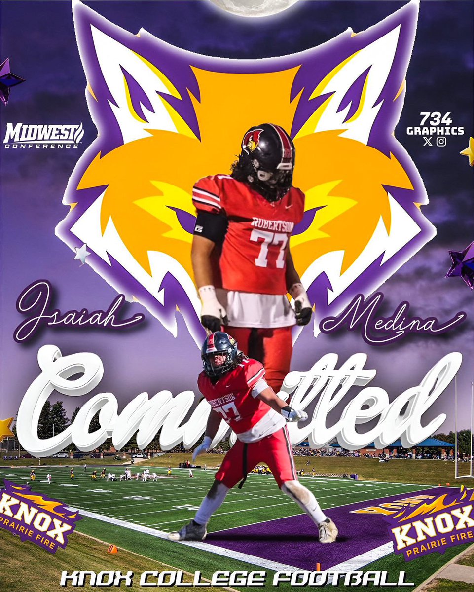 Isaiah Medina (@isaiahm08311) on Twitter photo Blessed to announce i’ve committed to <a href="/FB_KnoxCollege/">Knox College Football</a> Thank you to <a href="/CoachWillits/">Aaron Willits '08</a> <a href="/CoachBrown_78/">Derek Brown</a> <a href="/CoachJVerduin/">Jacob Verduin ‘23</a> and the whole staff!! Can’t wait to get to work!! 💜💛 #Firefamily Blessed to announce i’ve committed to <a href="/FB_KnoxCollege/">Knox College Football</a> Thank you to <a href="/CoachWillits/">Aaron Willits '08</a> <a href="/CoachBrown_78/">Derek Brown</a> <a href="/CoachJVerduin/">Jacob Verduin ‘23</a> and the whole staff!! Can’t wait to get to work!! 💜💛 #Firefamily