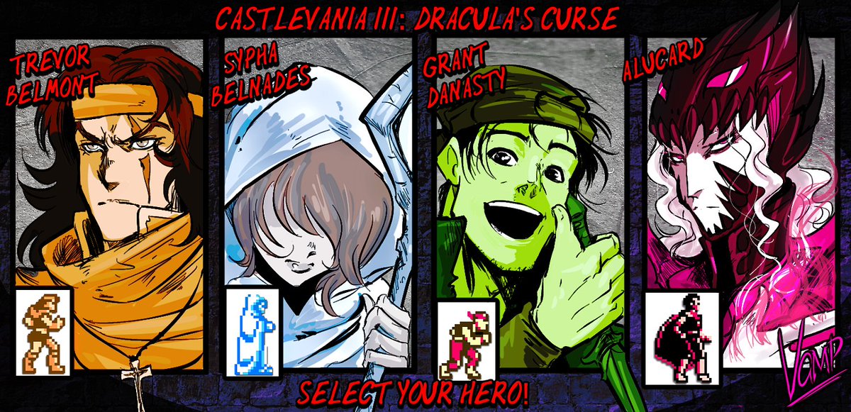 Castlevania fanarts! \o/
-Trevor vs Death! (Curse of Darkness, commission to <a href="/StormsGalas/">GallasStorms</a> !)
-Trevor and Alucard! (Castlevania 3)
-Trevor,Sypha,Grant and Alucard! (Castlevania 3)

#Castlevania