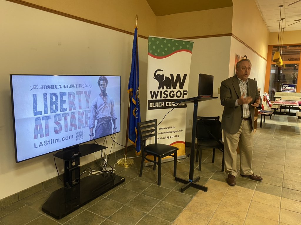 THANK YOU <a href="/MichaelJahr/">Michael D. Jahr</a> for coming to our <a href="/WisGOP/">Wisconsin GOP</a> African American Community Center in Milwaukee this evening to share your short film with us!Learning the story of Joshua Glover and the start of the GOP here in WI was a great way to wrap up Black History Month.🇺🇸