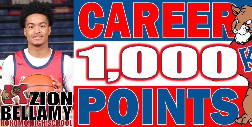 Kokomo senior ZION BELLAMY has etched his name into the 122-year history of Wildkat boys basketball by becoming just the 15th member of the 1,000 Point Club. Way to go, Zion!

<a href="/Kats_Principal/">Principal Blessing</a> @KHS_LadyKats @WildkatBBall <a href="/KHS_AD/">Kokomo Athletics</a> <a href="/MemorialManiac_/">KHS Student Section</a> <a href="/BarstoolKokomo/">Barstool Kokomo</a> <a href="/KokomoSchools/">Kokomo Schools</a>