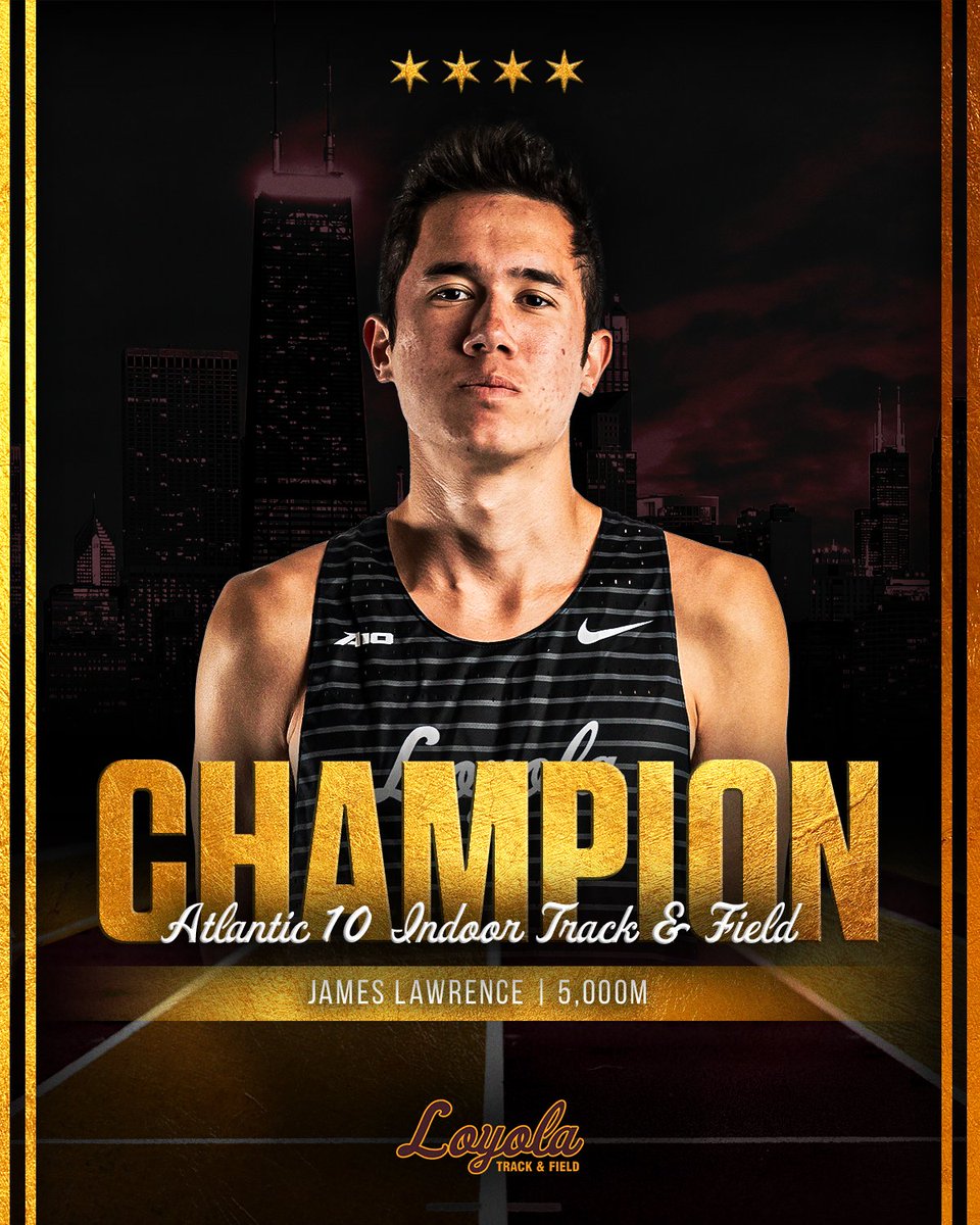 Give him the GOLD! 🥇 

James Lawrence wins the <a href="/atlantic10/">Atlantic 10 Conference</a> Indoor 5K title behind his time of 14:07.52!
