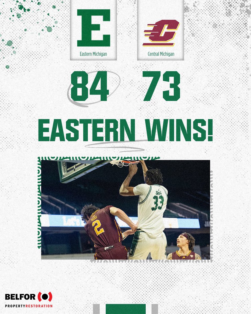 𝗘𝗔𝗦𝗧𝗘𝗥𝗡 𝗪𝗜𝗡𝗦‼️

Eastern tops in-state rival CMU!

#EMUEagles | #DOMORE