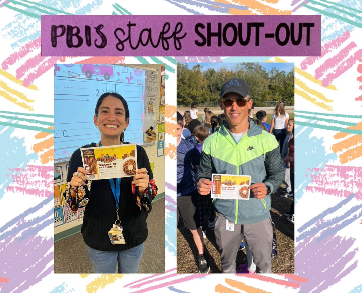 Congrats to Coach Colville (nominee) &amp;Ms. Buquicchio (nominator), winners of the Feb PBIS Staff Shout-Out drawing! 🎉 They each received a certificate for a free entrée from Texas Roadhouse—enjoy! 🥩

We had an impressive 90 PBIS Staff Shout-Outs submitted.