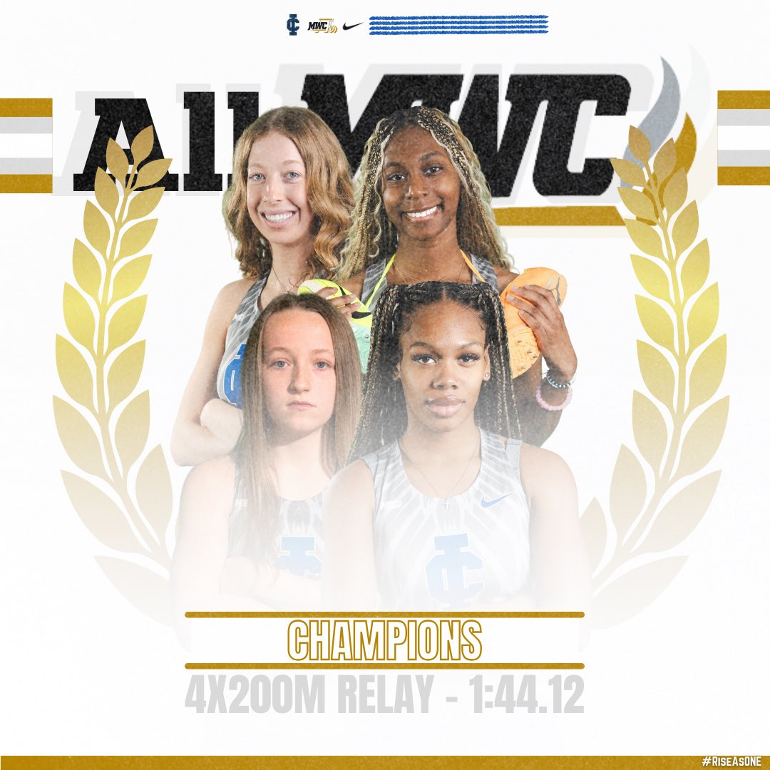 🏆𝐌𝐢𝐝𝐰𝐞𝐬𝐭 𝐂𝐨𝐧𝐟𝐞𝐫𝐞𝐧𝐜𝐞 𝐂𝐡𝐚𝐦𝐩𝐢𝐨𝐧𝐬🏆

The team of Haley Garrett, Brooke Oakley, Fynesse Jones, and Deja Anderson take home the 4x200 Meter Relay title with a new school record time of 1:44.12!

#ICTF | #RiseAsONE