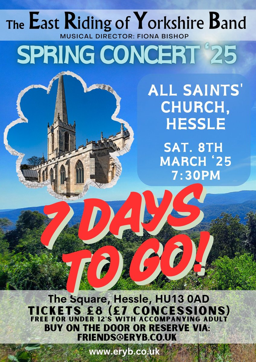 East Riding Band (@eastridingband) on Twitter photo We're one week away from our Spring Concert '25 which will see our first performance of Arkansas, our test piece for the North of England Brass Band Championships later this month.
If you would like to join us please message the Band via email friends@eryb.co.uk We're one week away from our Spring Concert '25 which will see our first performance of Arkansas, our test piece for the North of England Brass Band Championships later this month.
If you would like to join us please message the Band via email friends@eryb.co.uk
