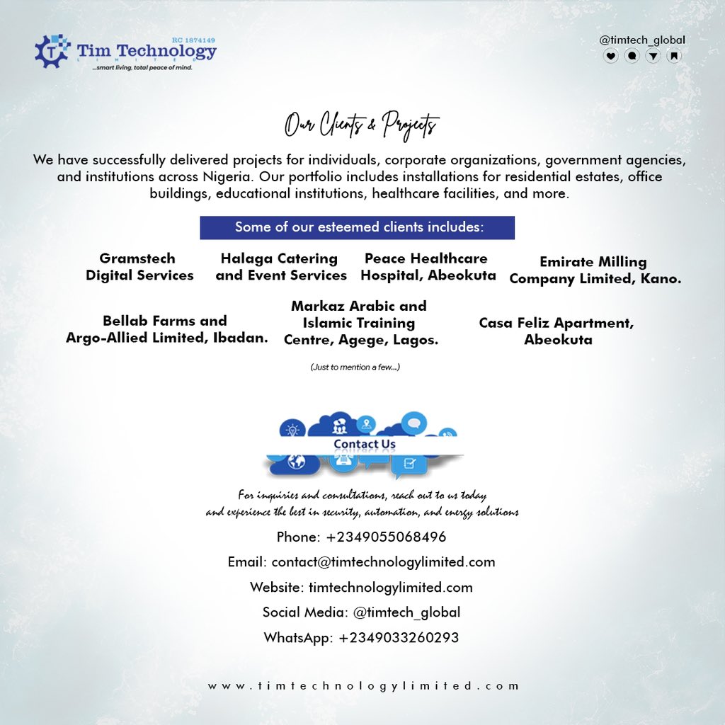 Timtech_Global's tweet image. Reintroducing Tim-Technology Limited!
At Tim-Technology Limited, we specialize in delivering cutting-edge Solar-Inverter Systems, CCTV Installations, Home Automation, Intercom Systems, Access Control, and more - ensuring Smart Living &amp;amp; Total Peace of Mind!