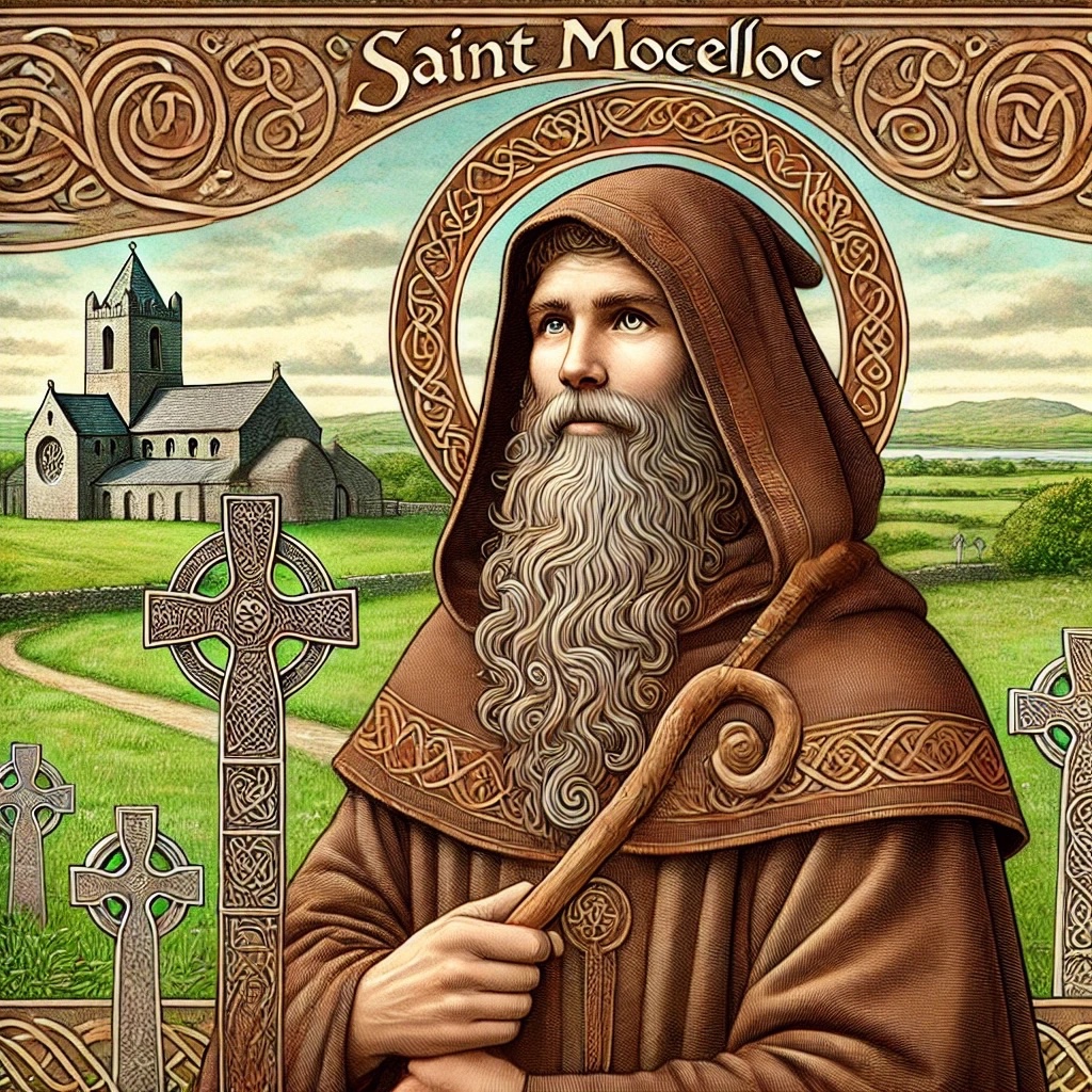 IrishSaints0's tweet photo. Saint Mocelloc of Magh-Scethe ✝️,
Feast Day 7 March
One of Ireland’s earliest Christians, baptised around 347.
A hermit near Lismore, he and six others had a vision of Saint Declan’s future greatness.
#StMocelloc #FeastDay #IrishSaint https://t.co/UaU0YriRfk