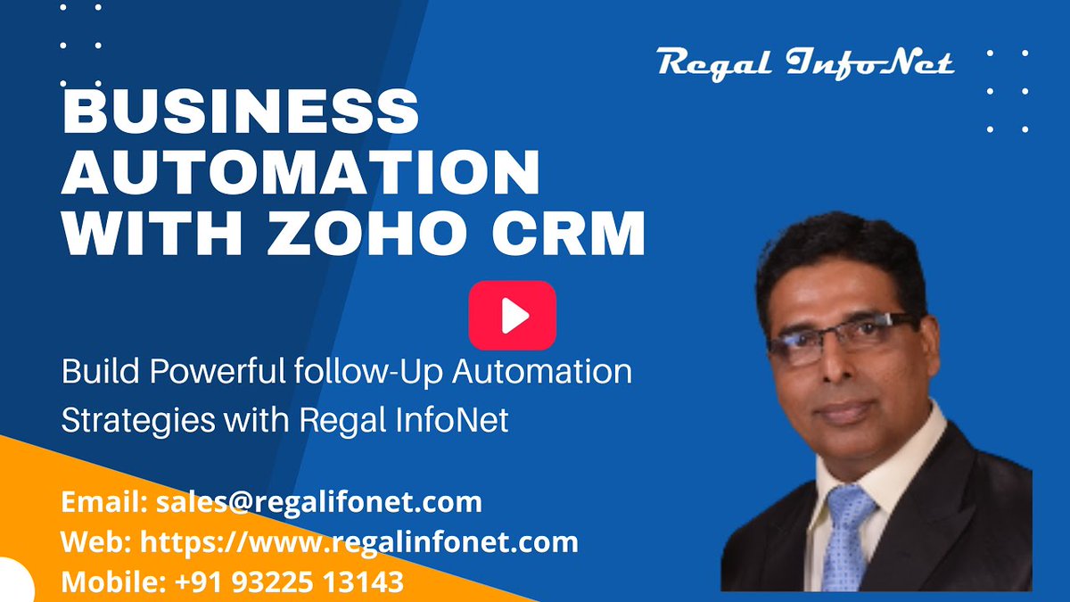 regal_infonet's tweet image. Zoho CRM Demo: Smart Automation for Business Owners, Sales Managers &amp;amp; Executives  youtu.be/AnCCEWpEwOk

Chetan Kapadia
Mob: +919322513143
Email: sales@regalinfonet.com

#ZohoCRM #SalesProductivity #CRMForSmallBusiness #BusinessAutomation #chetankapadia #salesautomation #MSME