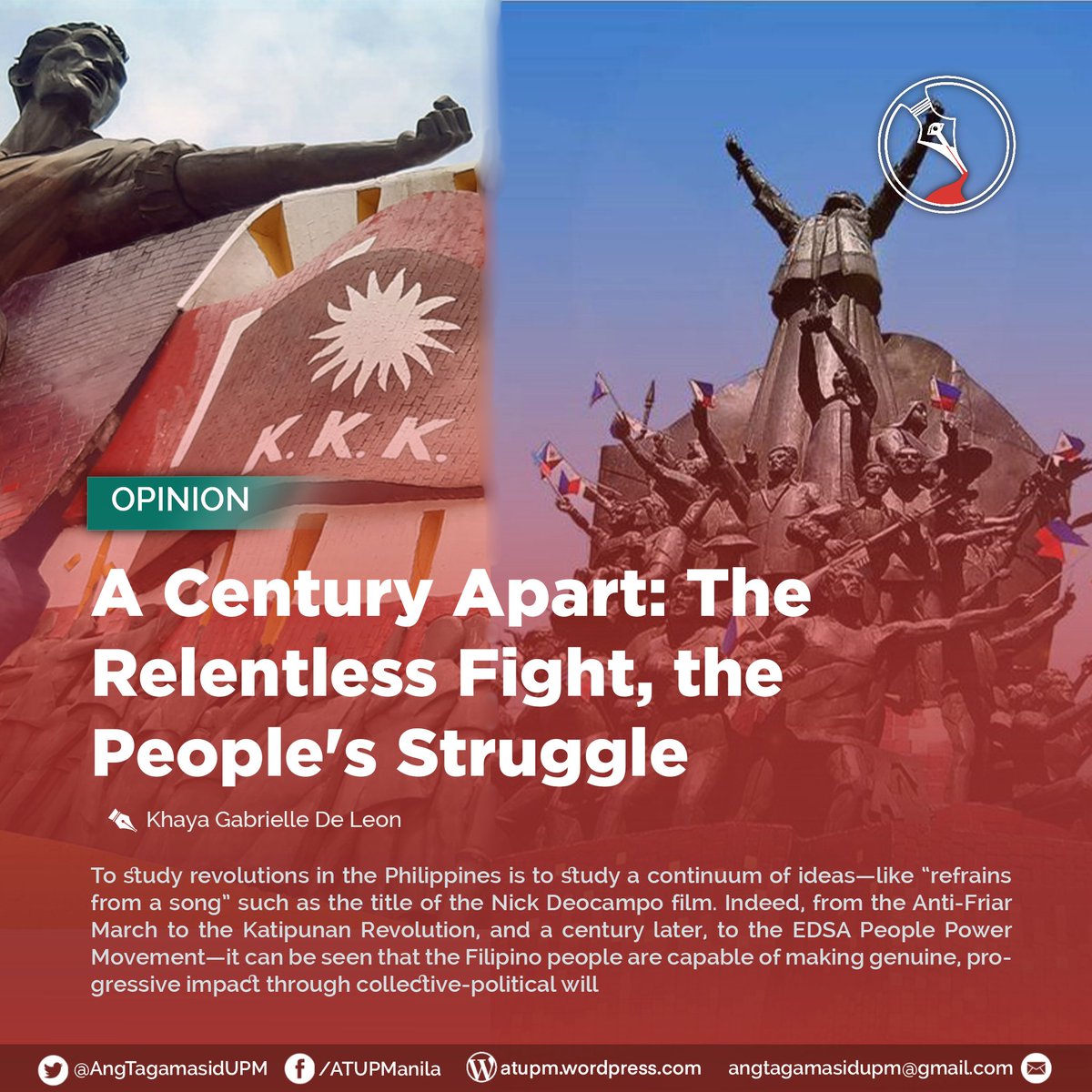 AngTagamasidUPM's tweet photo. To study revolutions in the Philippines is to study a continuum of ideas. From the Anti-Friar March to the Katipunan and EDSA Revolutions—the Filipino people are capable of making genuine, progressive impact.

By Khaya Gabrielle De Leon

READ: https://t.co/b3s044O5Ss

#EDSA39 https://t.co/v8ugAKEI0O