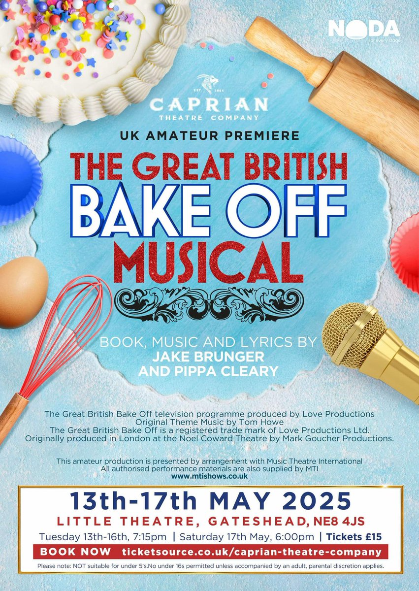 The Great British Bake Off Musical comes to Gateshead in May 2025. 

Join us in The Little Theatre Gatehead, home of the <a href="/PPGateshead/">Progressive Players Gateshead</a> 13th - 17th May 2025.

Aprons optional.