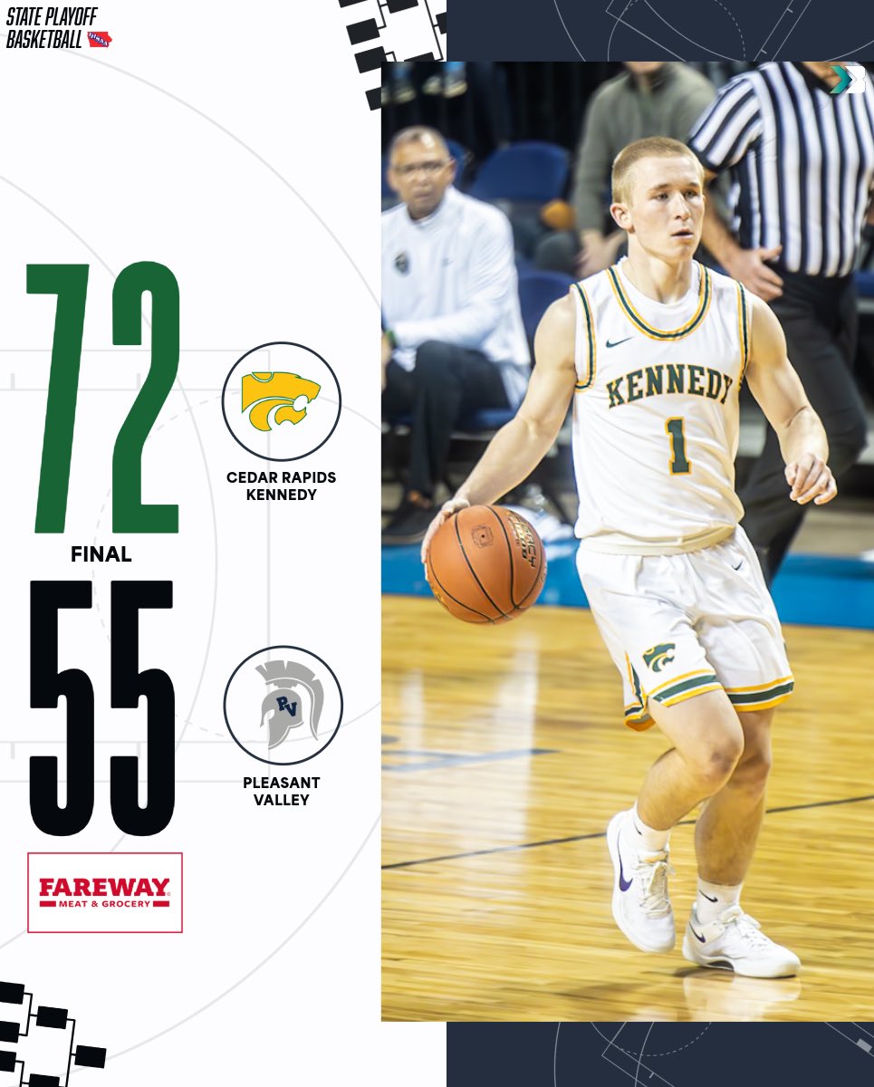 🚨𝗖𝗟𝗔𝗦𝗦 𝟰𝗔 𝗙𝗜𝗡𝗔𝗟 𝗦𝗖𝗢𝗥𝗘🚨

#5 KENNEDY TAKES DOWN PLEASANT VALLEY TO REMAIN ALIVE

The Cougars need one more win to get back into the state tournament!

#iahsbkb Keevan Hauschild