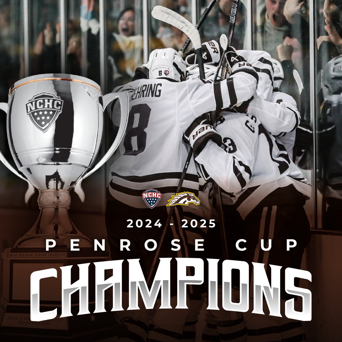 For the first time in program history, the Broncos are #PenroseCup and regular-season CHAMPIONS! 🏆

Congrats to <a href="/WMUHockey/">WMU Hockey</a>! 🙌

#NCHChockey // #BroncosReign