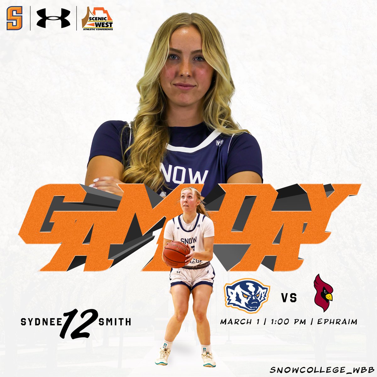 🏀GAME DAY!🏀
Sophomore Day!!
🆚: <a href="/nicathletics/">North Idaho College Athletics</a> 
📍: Ephraim, Utah | Horne Activity Center
⏰: 1:00 p.m.
📺: bit.ly/SWACDigNet
📻: bit.ly/MidUtahRadio
📊: bit.ly/SnowWBBStats