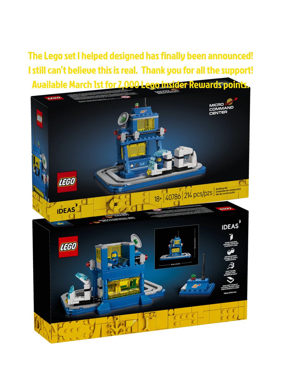 The Lego set I helped designed has finally been announced!  I still can’t believe this is real.  Thank you for all the support!  This sei will be available March 1st for 2,000 Lego Insider Rewards points at Lego website.
#LEGO #LEGOIdeas