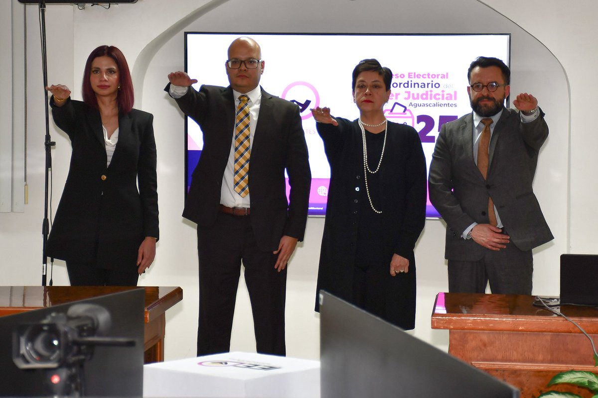 IEEAGS's tweet photo. En sesión ordinaria, el Consejo General aprobó la integración de los listados de candidaturas a los cargos de magistraturas y personas juzgadoras como parte del Proceso Electoral Extraordinario del Poder Judicial del Estado de Aguascalientes 2025.

#ElecciónJudicialAgs2025⚖️ https://t.co/rGs1DrAsHv