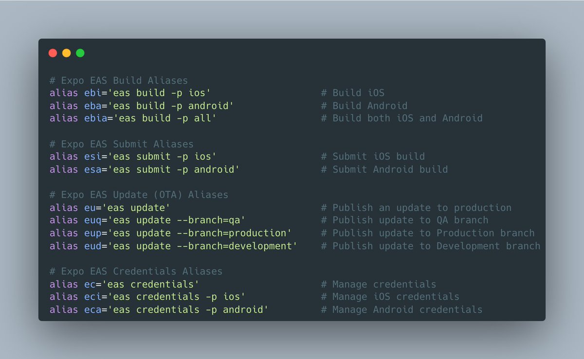 icookandcode's tweet image. Submit EAS builds with aliases—because who wants to remember long command strings? 🚀 

#Expo #EASBuild @expo