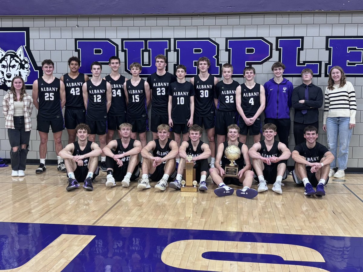 Your 2024-2025 Granite Ridge Conference champs! Albany finishes the regular season 25-0 and 12-0 in the conference!