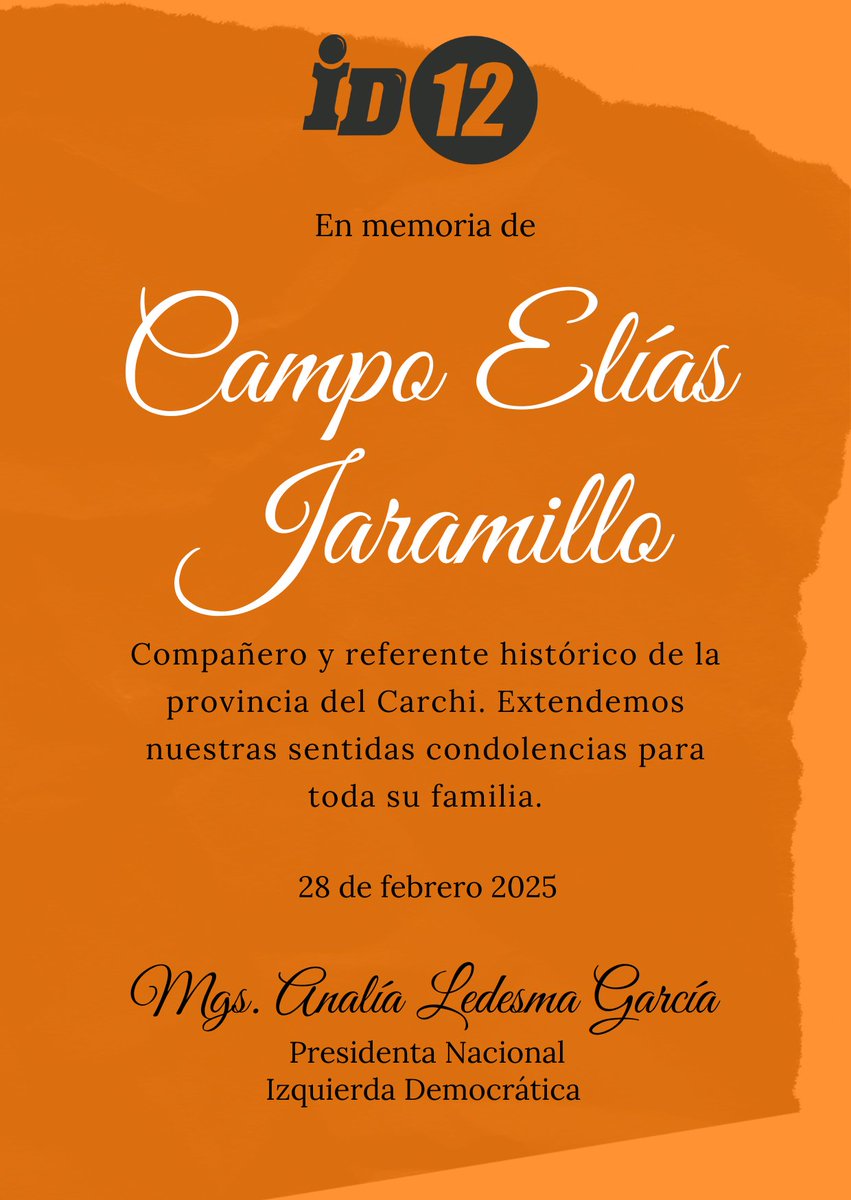 La velación de sus restos mortales se esta realizando en el salón del Sindicato de Choferes ubicado en las calles Montúfar y Salinas. La Santa Misa  se oficiará el día sábado 01 de marzo, a las 12h00 en la Iglesia San José de la ciudad de San Gabriel